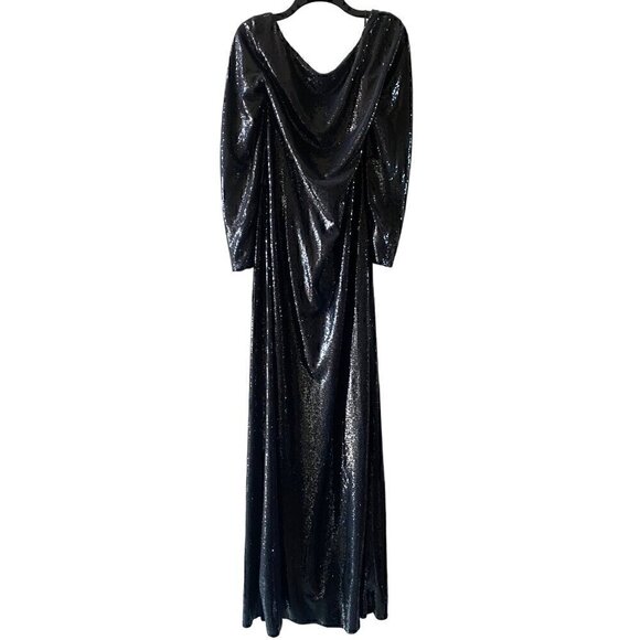 Ralph Lauren Purple Label Missandra Sequin Evening Dress Gown 16 Black Backless - Picture 3 of 16